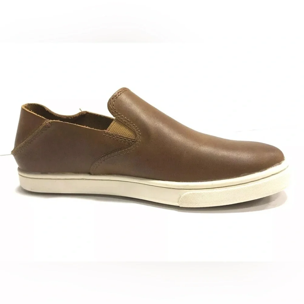 Olukai Pehuea Womens Slip-On Brown Leather Size 6.5 M